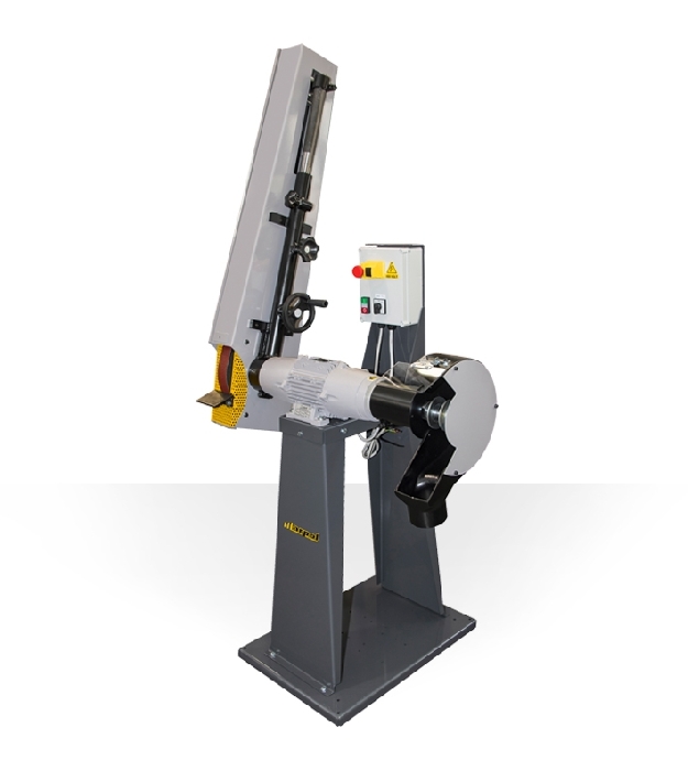 Swiveling telescopic belt sanders combined with brush polishing machines